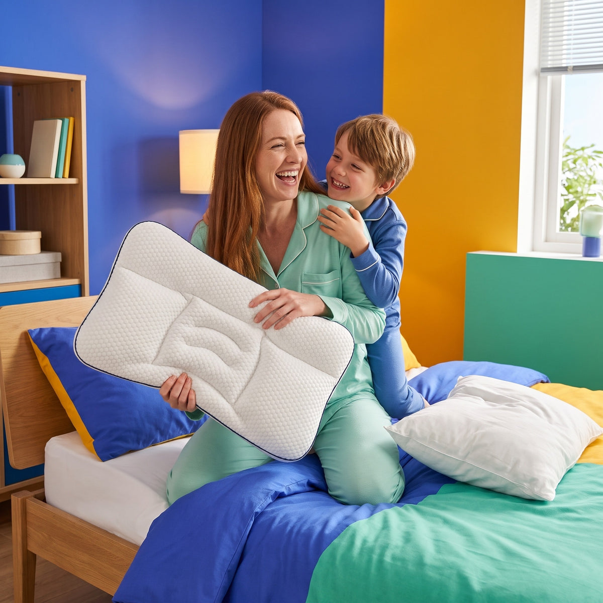 Mamma och son med Lillmoln barnkudde