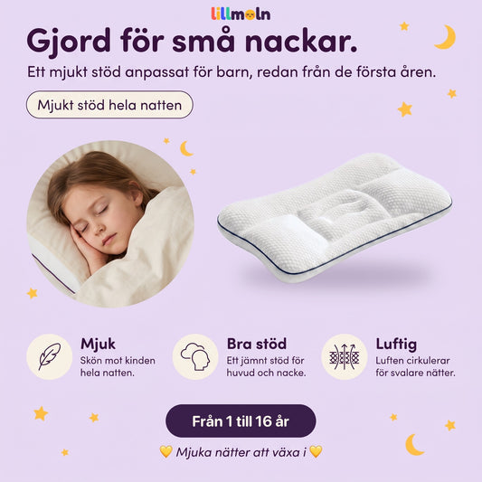 Lillmoln kids pillow, made for small necks, ages 1 to 16